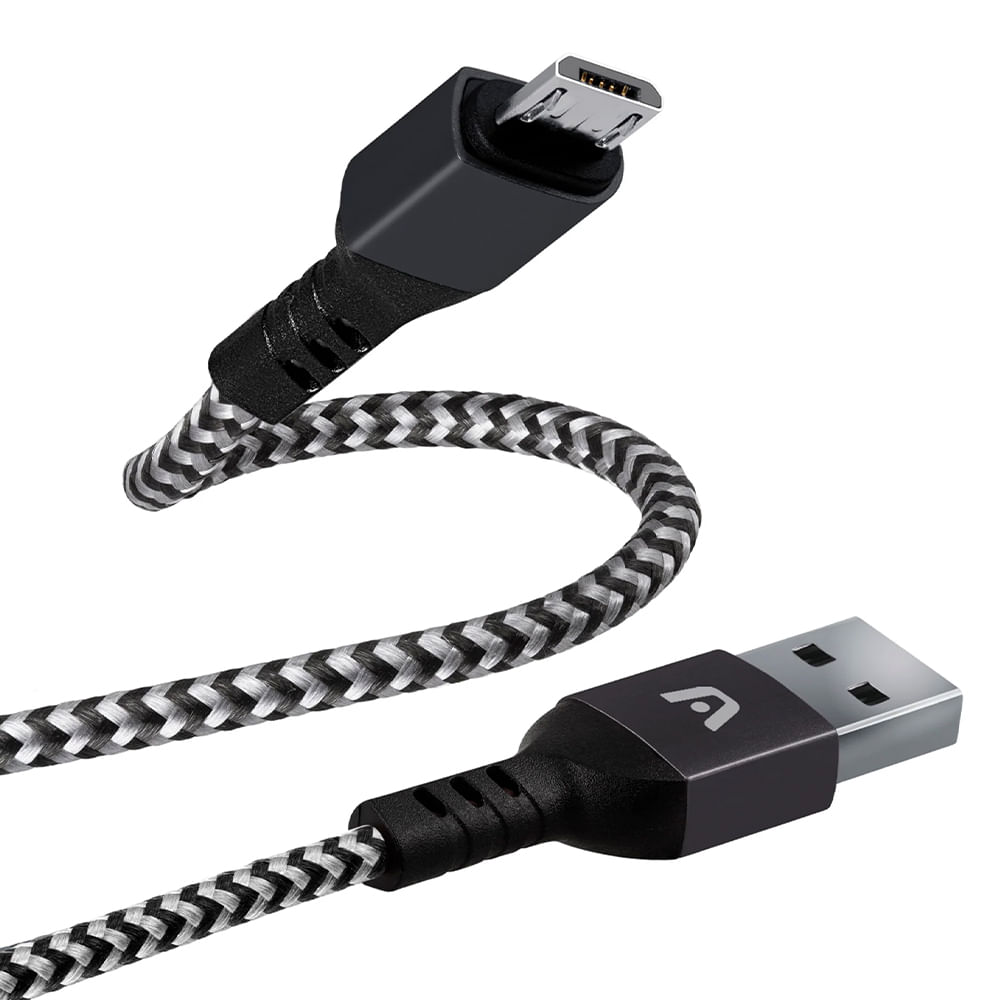 Cable USB-A a micro USB trenzado 1.8mt negro