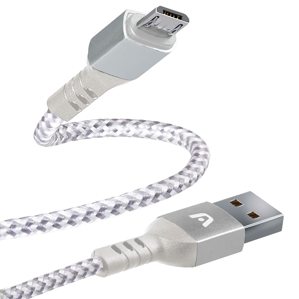 Cable USB-A a micro USB trenzado 1.8mt blanco