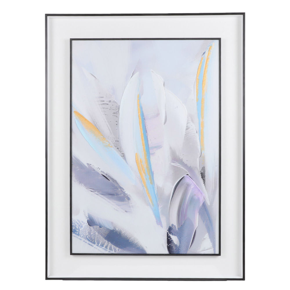 Cuadro decorativo abstracto de plumas 60x80 cm