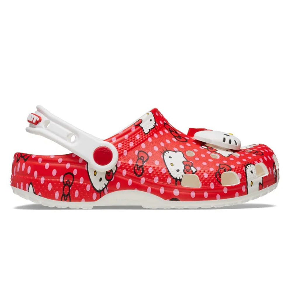 Crocs clásico Clog Hello Kitty color rojo para niña