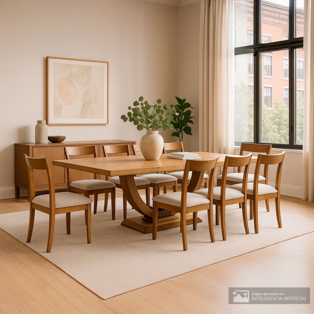 Comedor 8 personas rectangular top madera  Libia