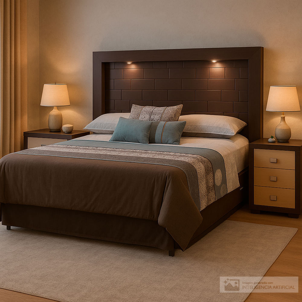 Respaldo king con mesas de noche/ Estela