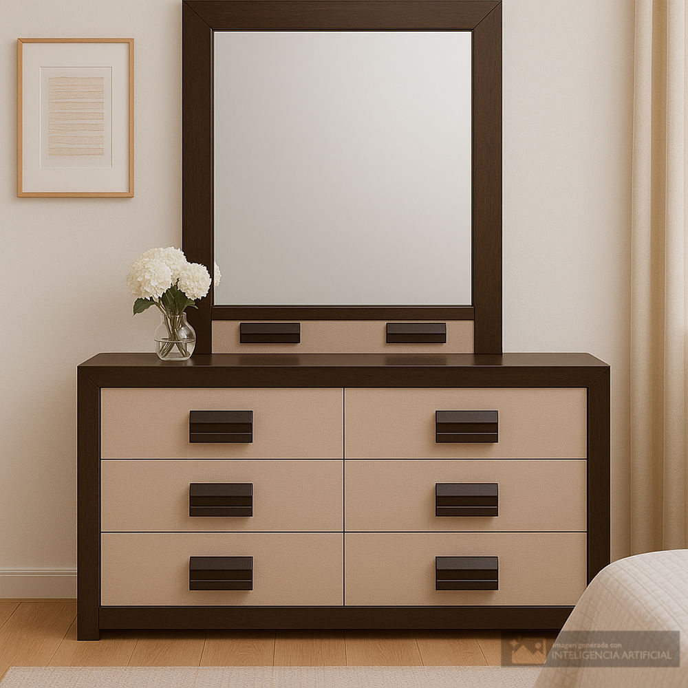 Gavetero con espejo/ Paola II 6 cajones 84 x 140 x 41.2