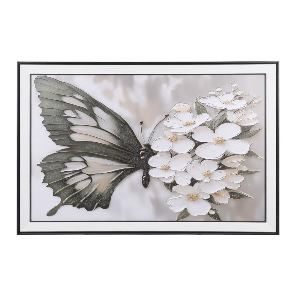 Cuadro decorativo mariposa floral 60x90 cm