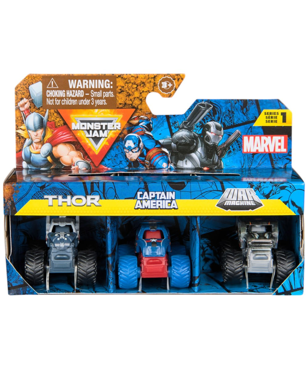 Surtido de 1 pieza Monster Jam Especial Marvel Set 3 Mini Vehículos Mounstro