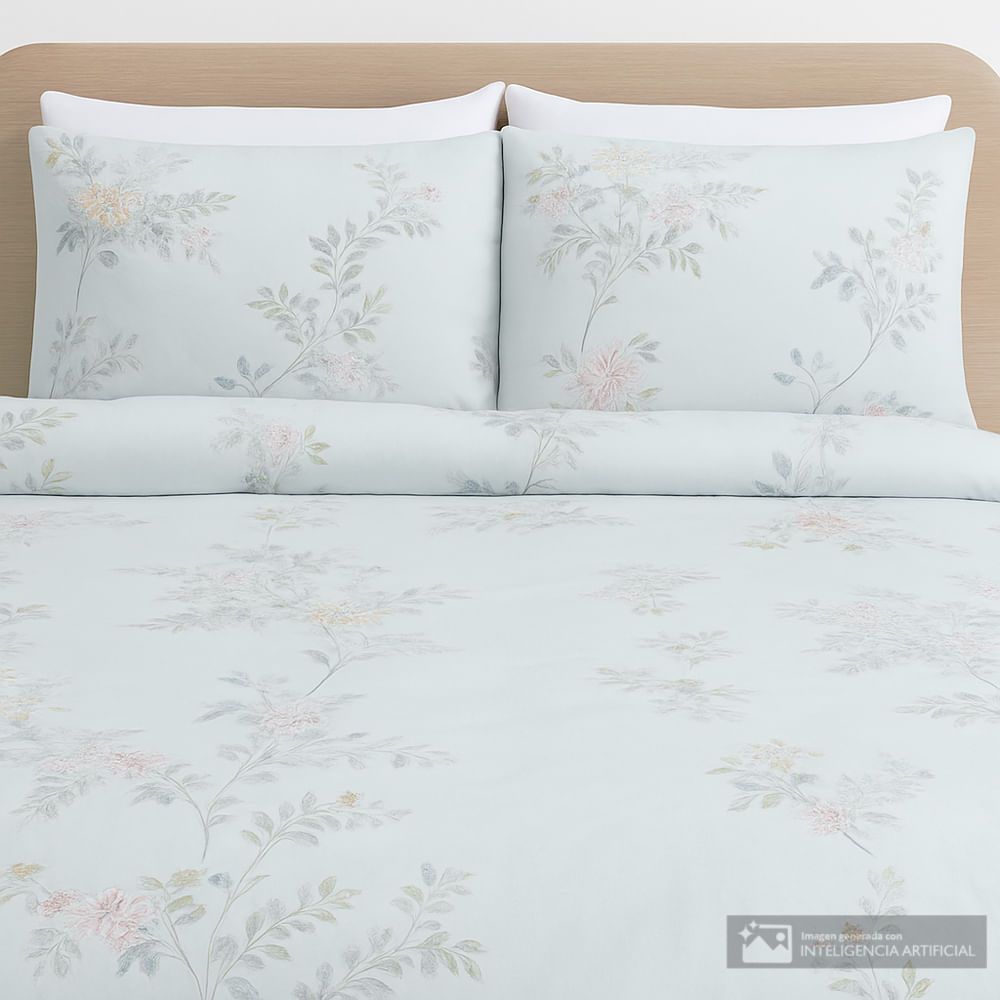 Edredón reversible de algodón estampado de flores