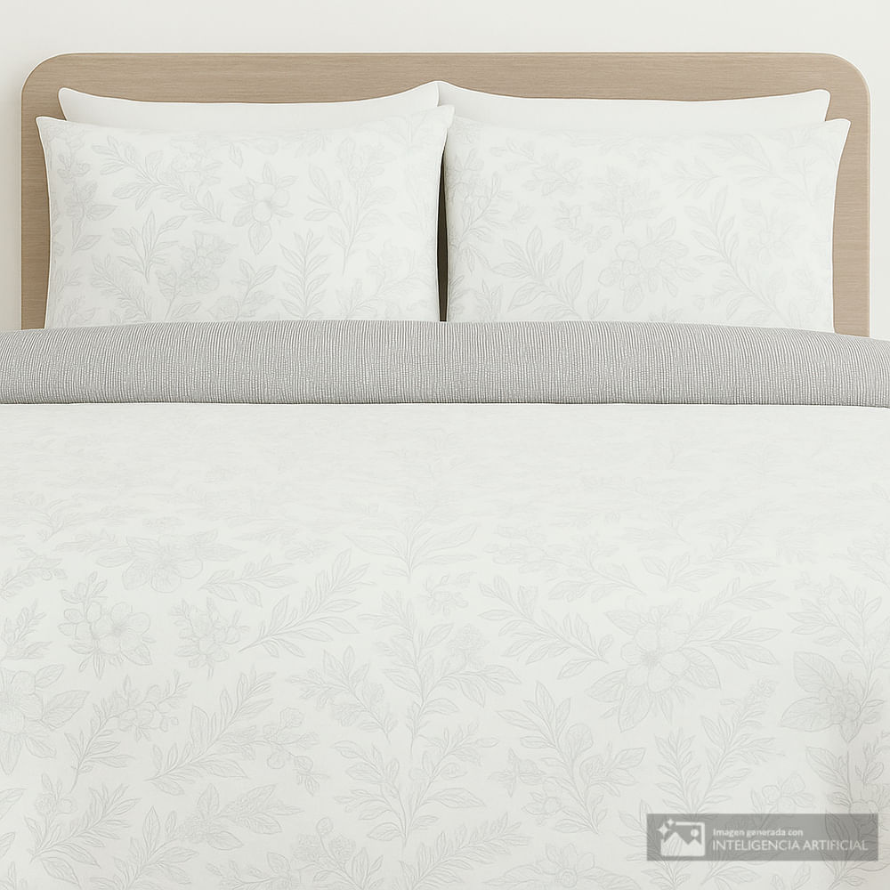 Edredón reversible de algodón estampado botánico