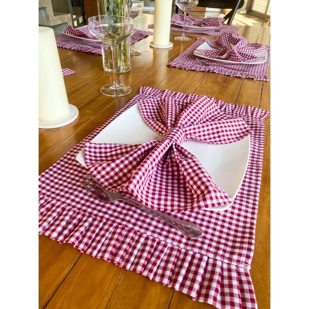 Set De 6 Servilletas De Tela "Quadri Rossi"