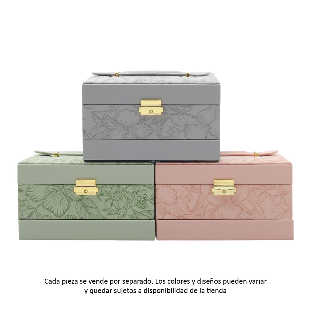 Joyero color surtido con tres niveles y espejo 22x13 cm (1 pieza)