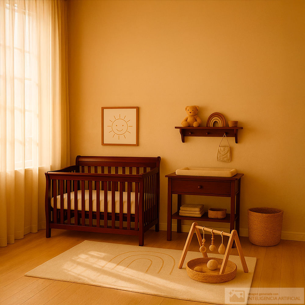Cuna de madera con barandal para bebés
