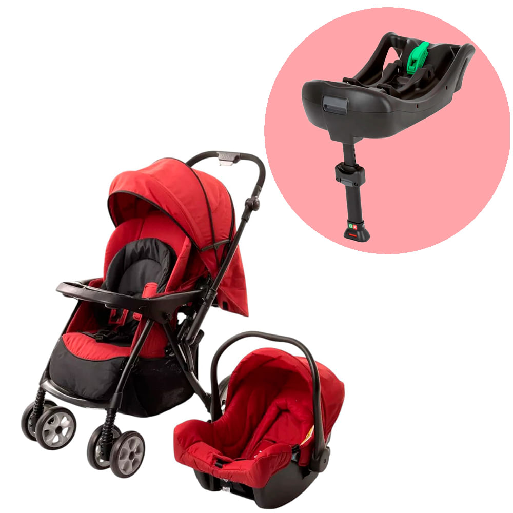 Coche y portabebés + base para carro Joie Ts Extoura Cherry para bebé