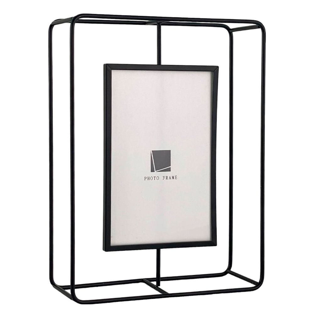 Portarretrato cuadrado de metal para mesa 17.2x5.7x23 cm