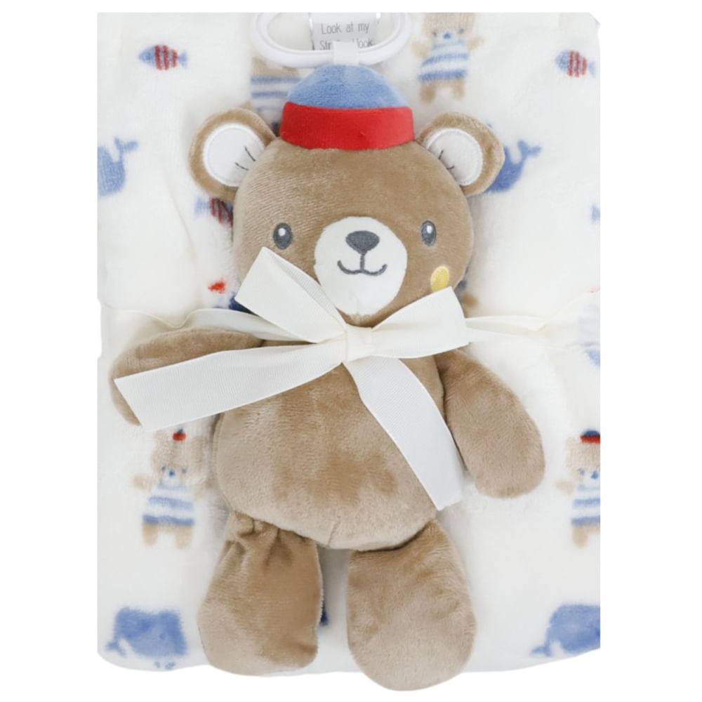 Frazada con estampado y juguete colgante