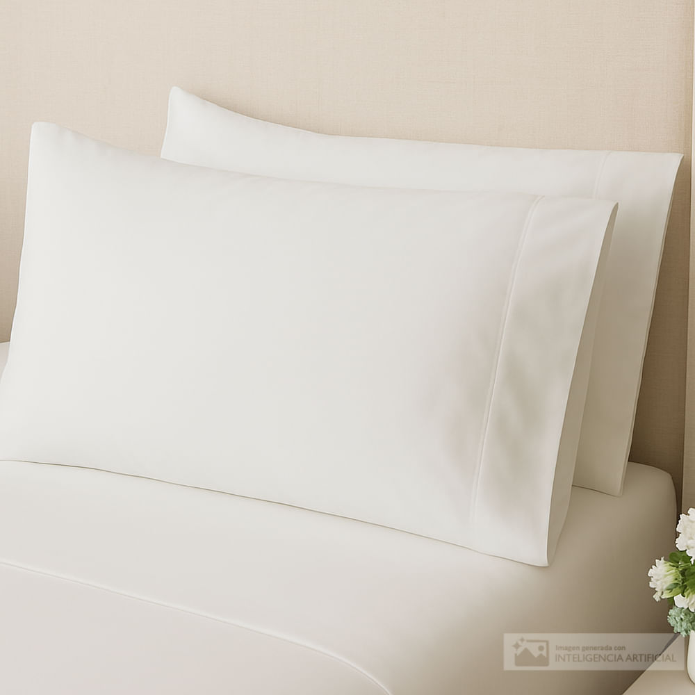 Set de dos sobrefundas sólidas de algodón 550h Sobrefunda estándar 2pc franja blanco