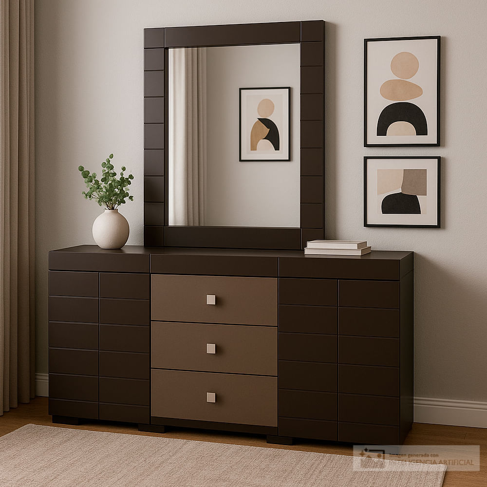 Gavetero con espejo Estela 6 cajones 84 x 140 x 41.2