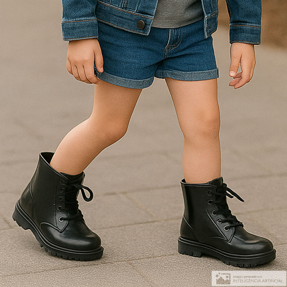 Bota casual Orange color negro para niña