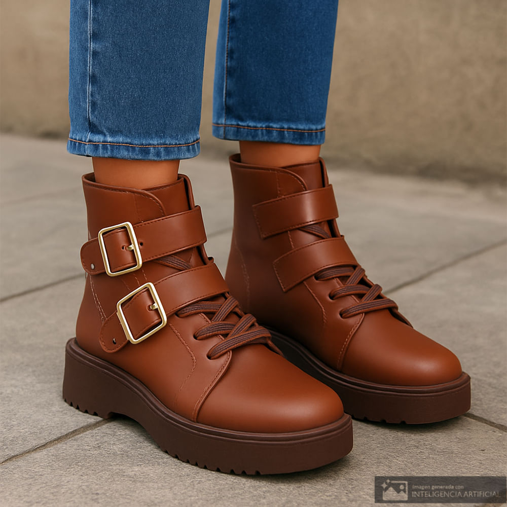 Bota casual Orange color café para mujer