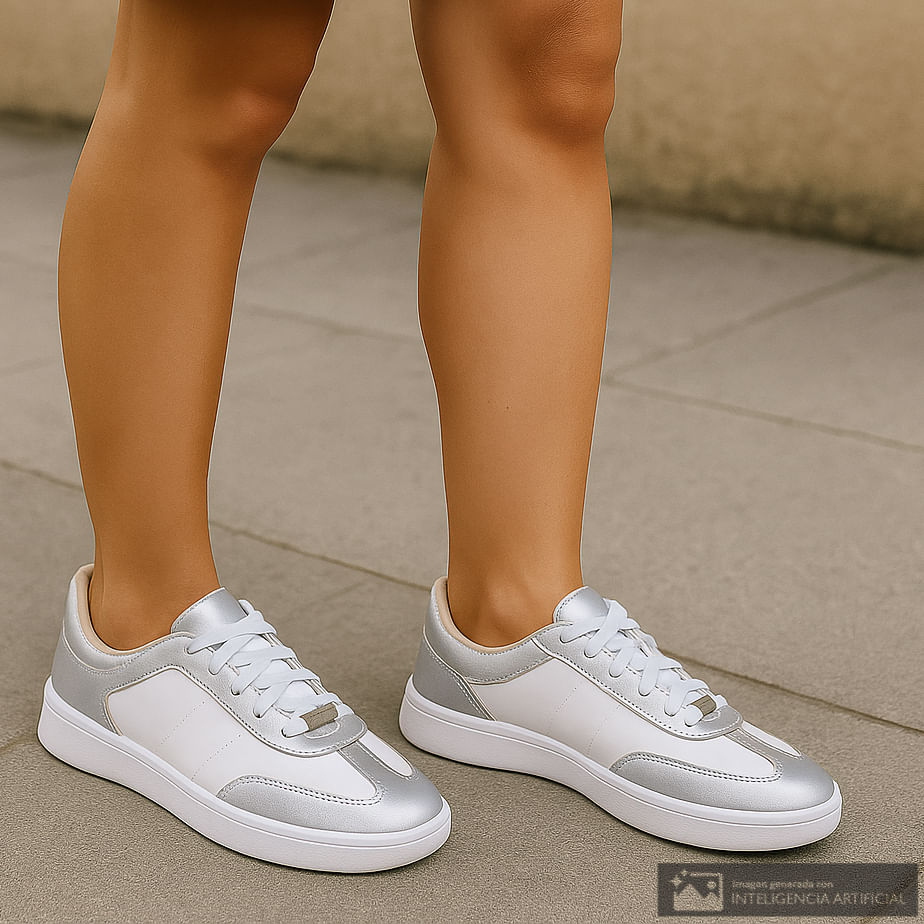 Zapato casual Orange color blanco/plateado para mujer