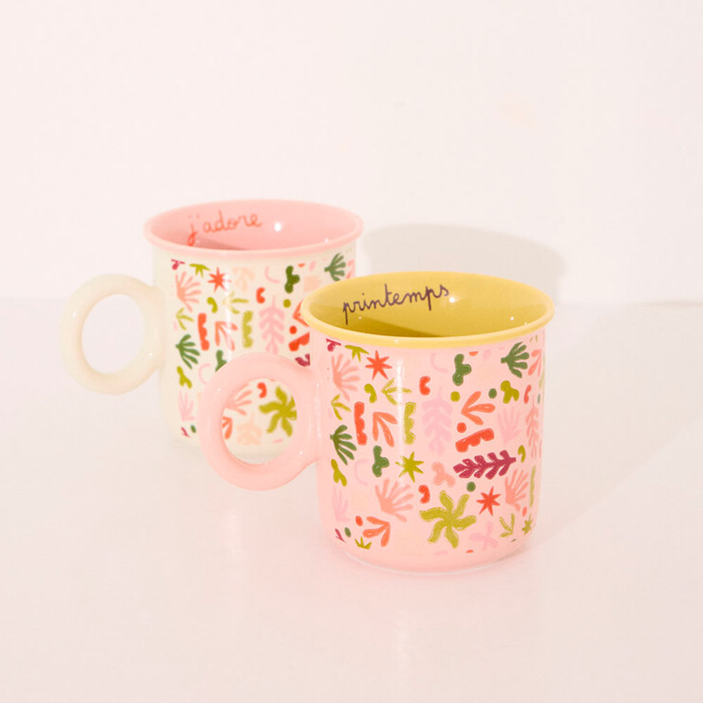Set 2 tazas Women Secret cerámica hojas multicolor