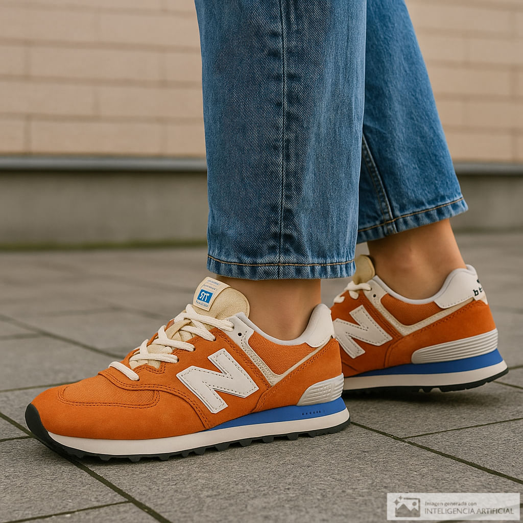 Zapato New Balance 574 casual color anaranjado para mujer