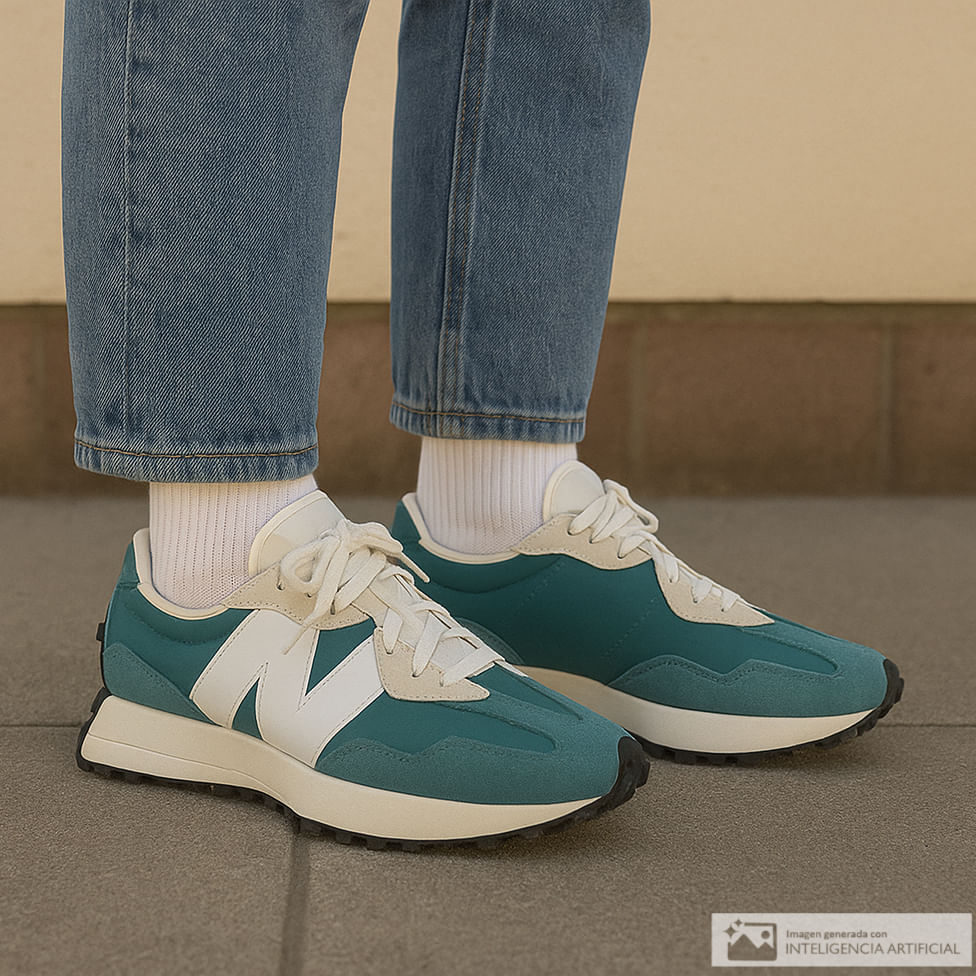 Zapato New Balance 327 deportivo casual turquesa para hombre