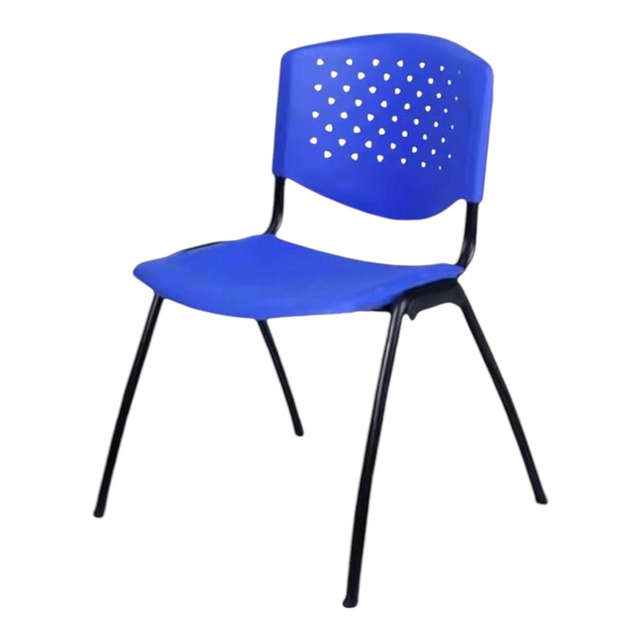 Silla de espera para oficina u hogar plástica/hierro azul