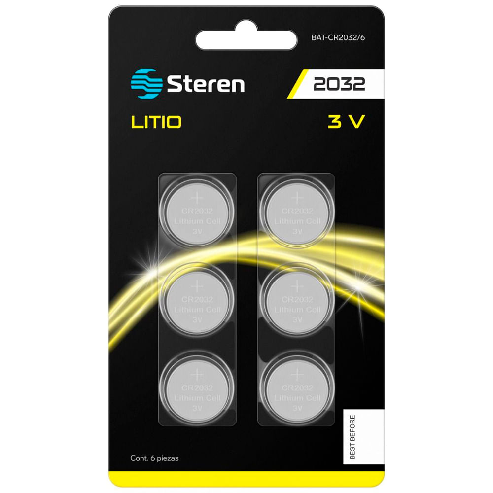 Batería de litio tipo botón 3V CR2032 6 pack