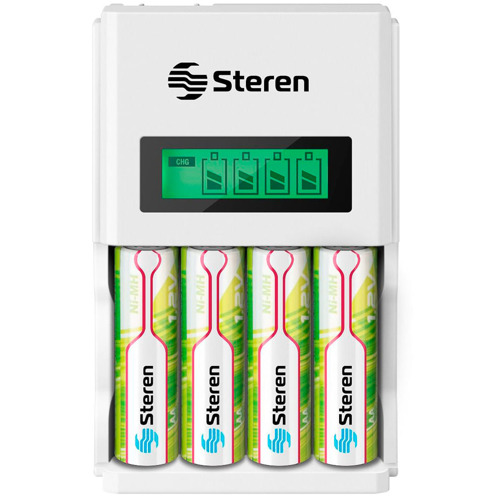 Cargador inteligente de baterías AA y AAA