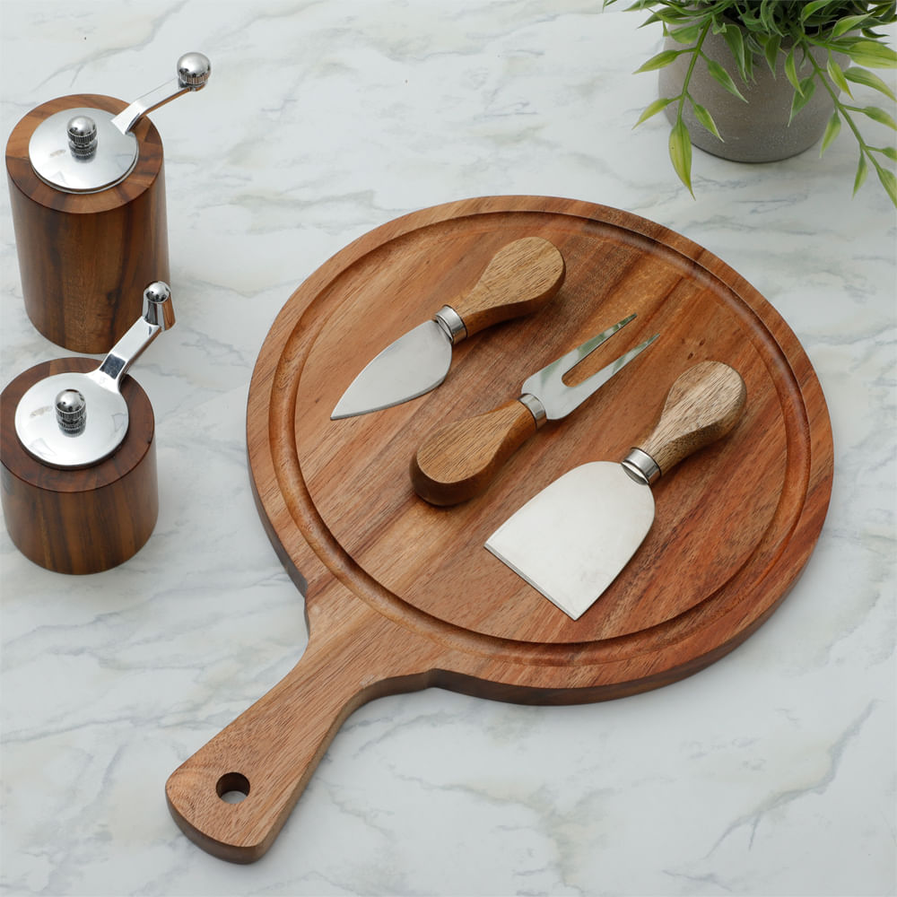 Tabla redonda para quesos 4 piezas 33x23 cm