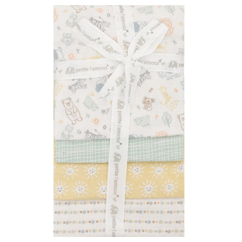 Set de 4 frazadas multicolor con estampado