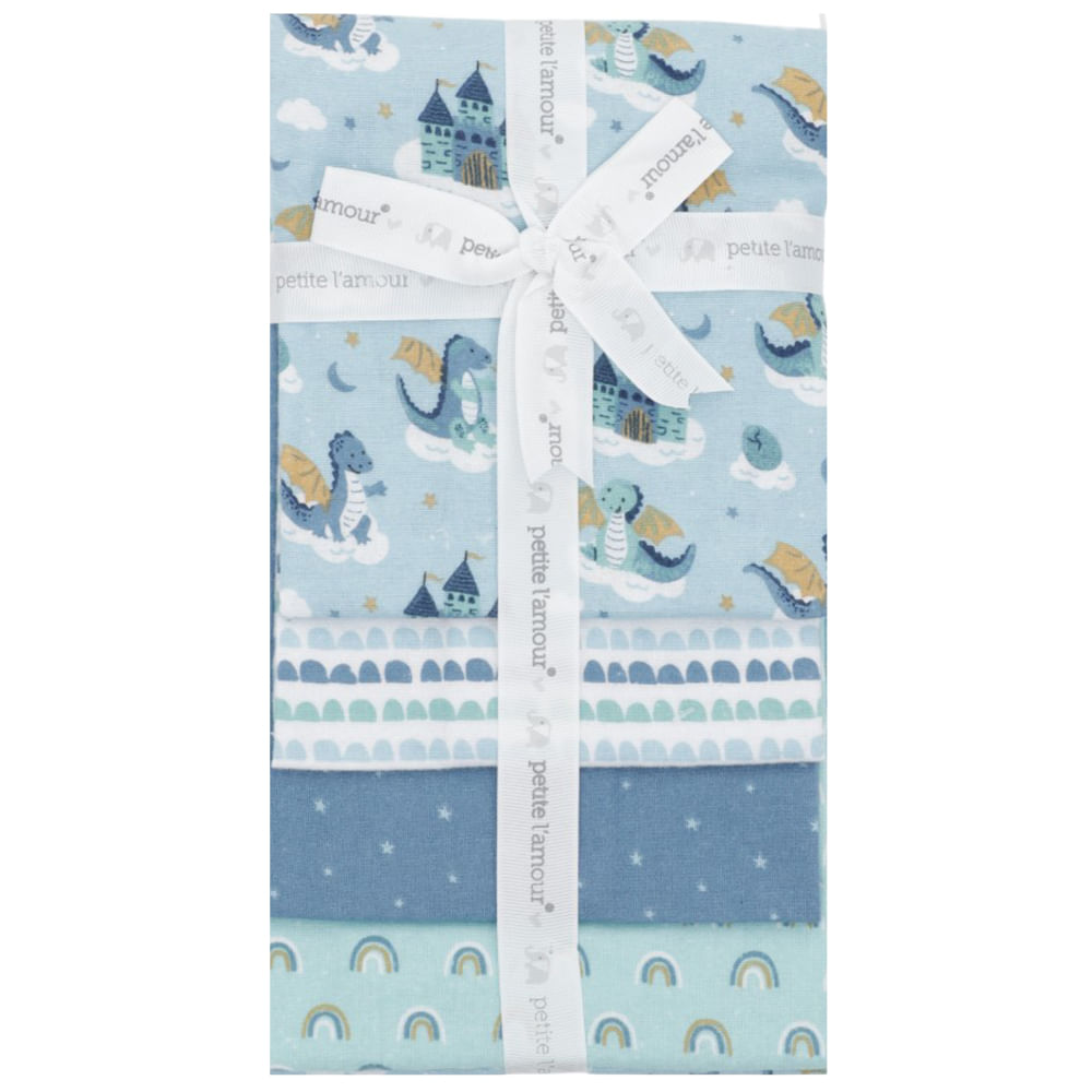 Set de 4 frazadas multicolor con estampado