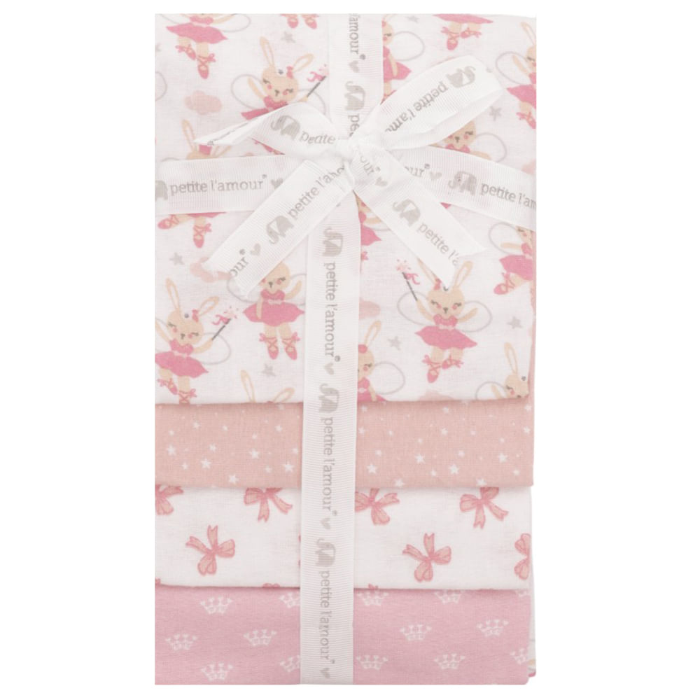 Set de 4 frazadas multicolor con estampado