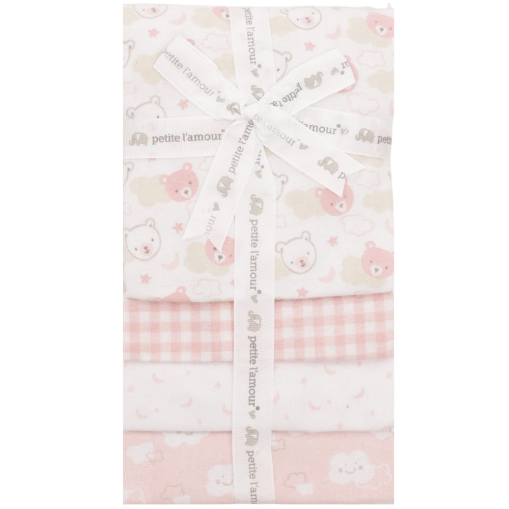 Set de 4 frazadas multicolor con estampado