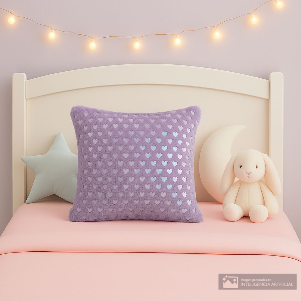 Cojín cuadrado corazones tornasol 50x50 cm