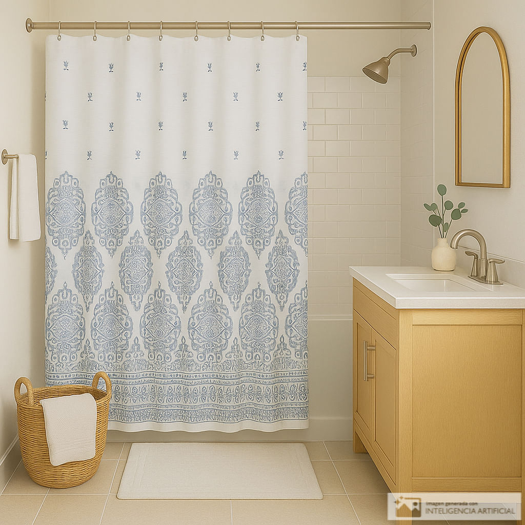Cortina de poliéster estampada para baño 183x183 cm