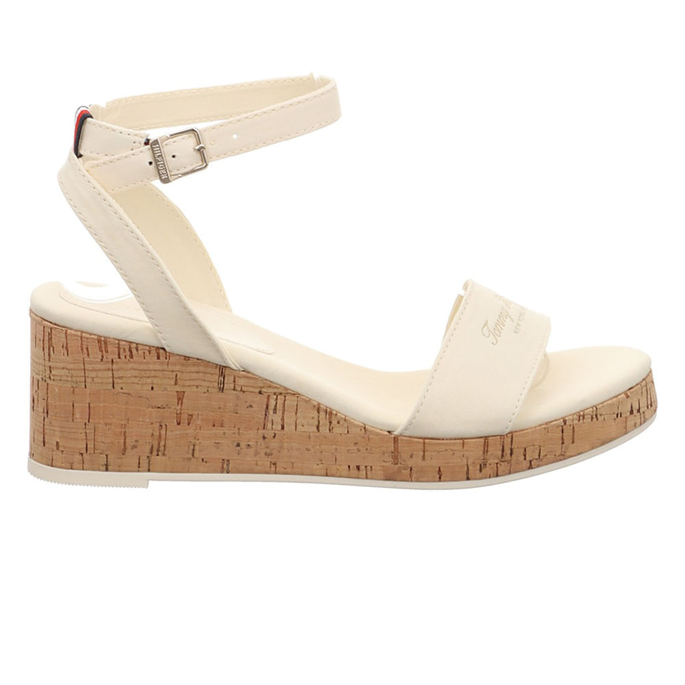 Sandalia casual Tommy Hilfiger color blanco para mujer