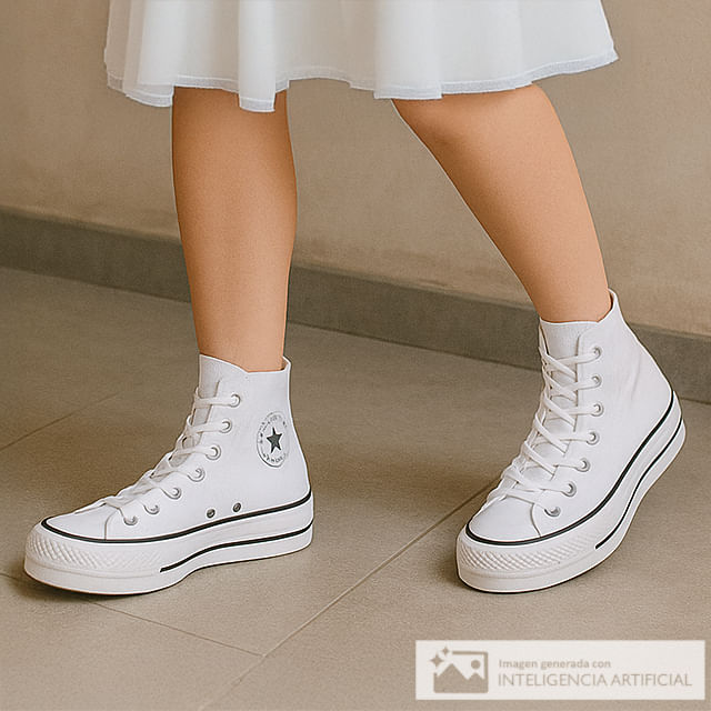 Zapato deportivo casual Converse Chuck Taylor All Star lif color blanco y negro para mujer