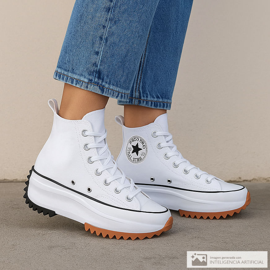 Zapato deportivo casual Converse run star hike color blanco para dama