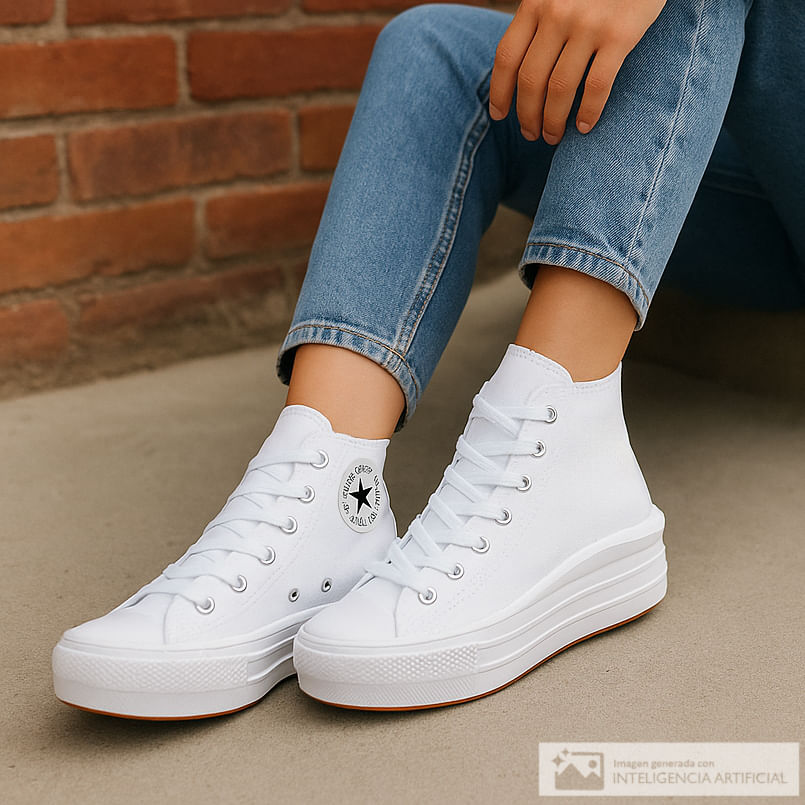 Zapato deportivo casual Converse Chuck Taylor All Star Move blanco para mujer