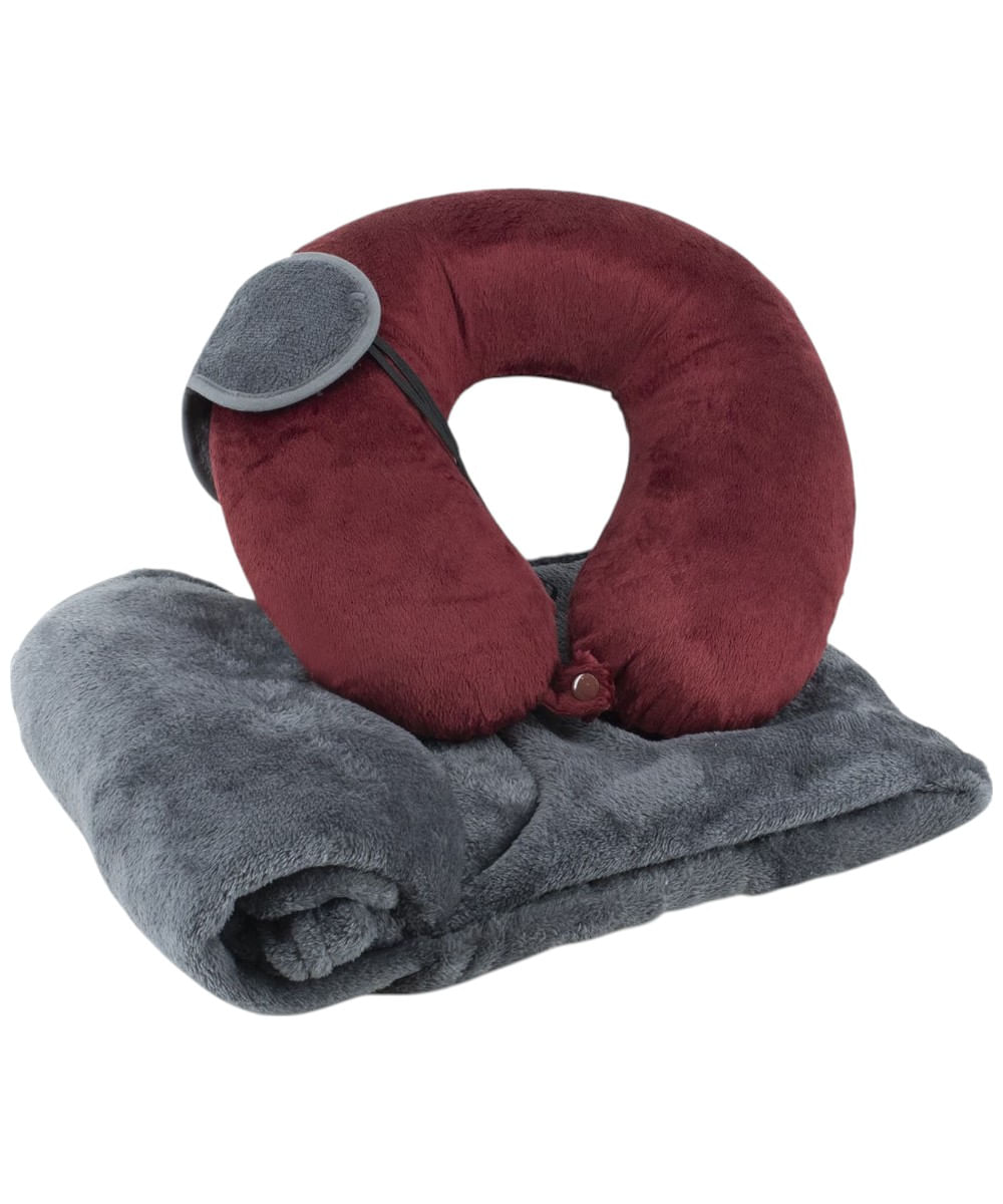 Set de almohada para viaje con antifaz y manta Swissbrand