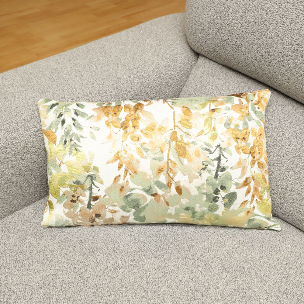Cojín rectangular de poliéster estampado de hojas 28x47 cm
