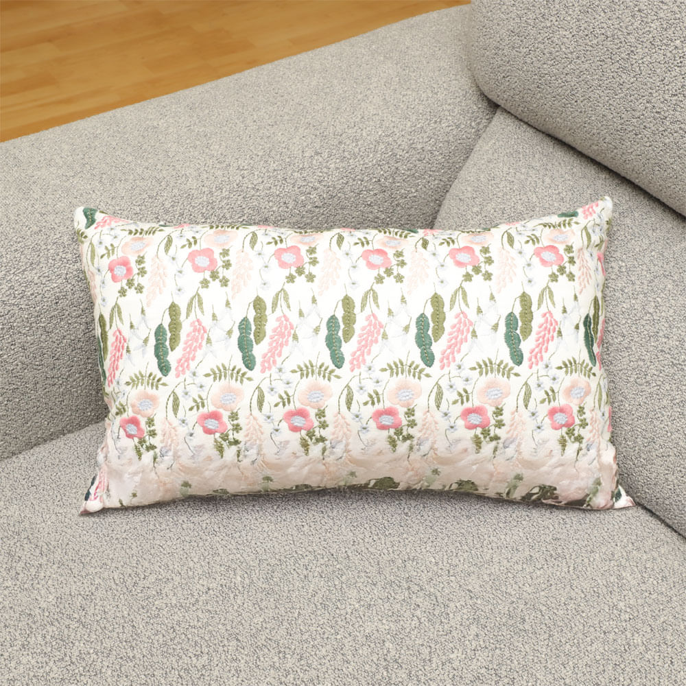 Cojín rectangular de algodón bordado botánico 28x47 cm