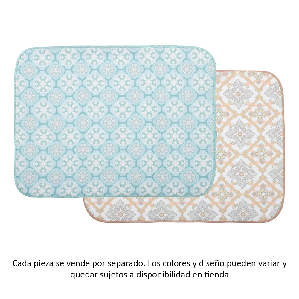 Set de dos tapetes antideslizantes de poliéster para escurrir platos 30x51 cm (1 pieza)