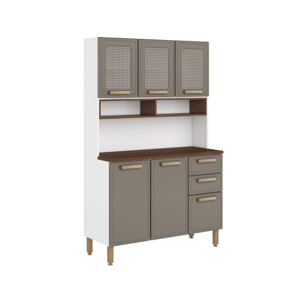 Mueble de cocina 6 Puertas/3 cajones Pecan Alto 191.2cm x ancho 120cm x profundidad 48.3cm