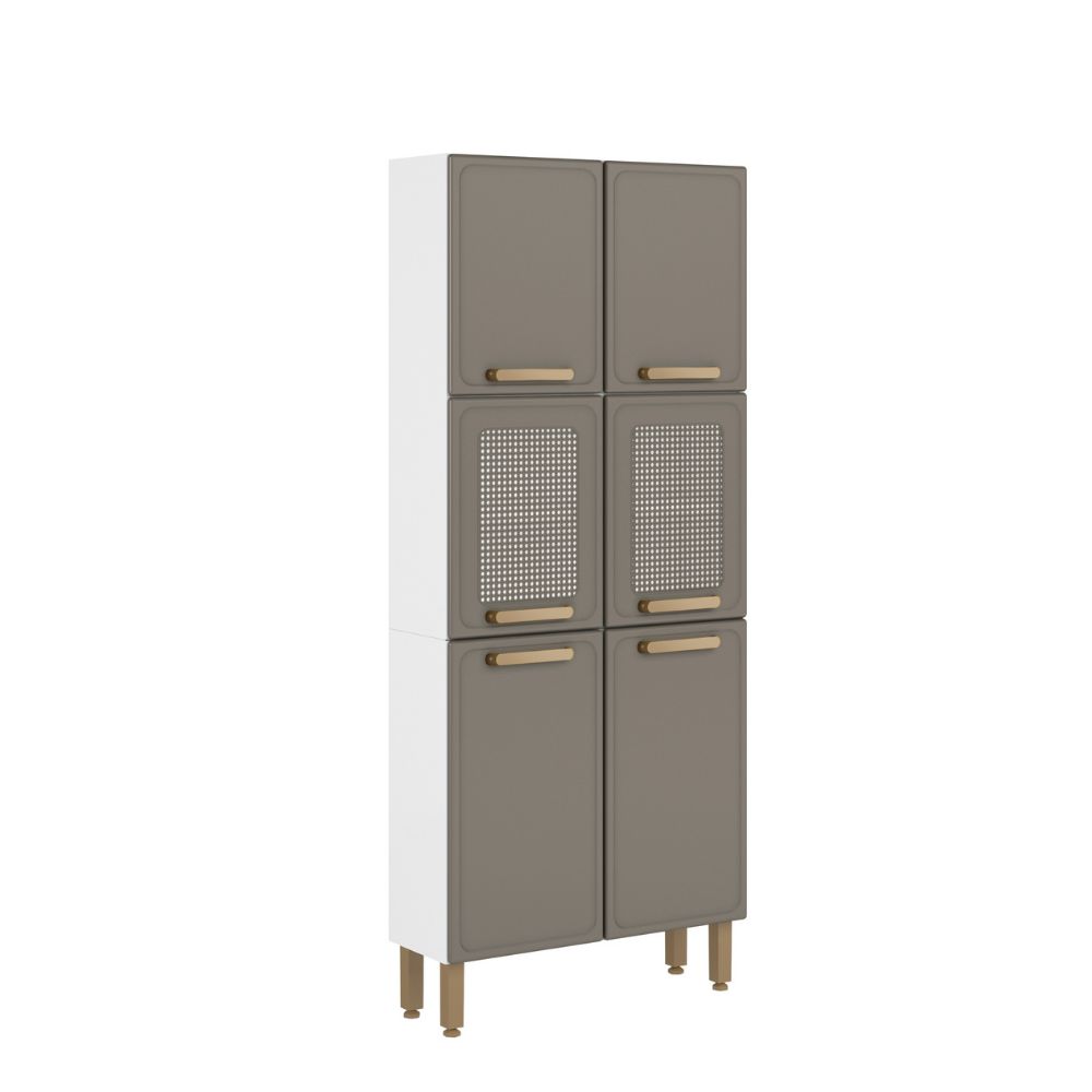 Gabinete de cocina Vertical doble con 6P decorado Pecan