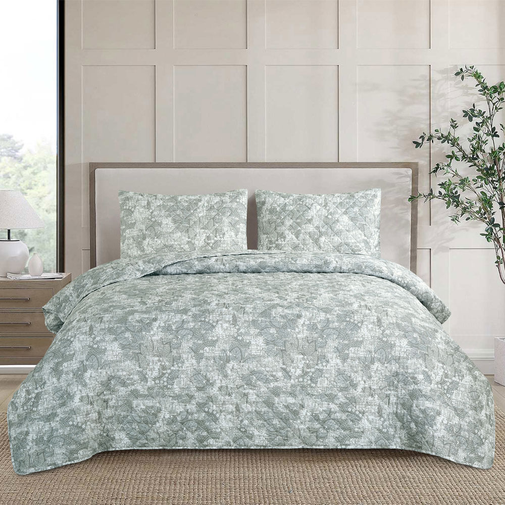 Cubrecama de poliéster estampado floral