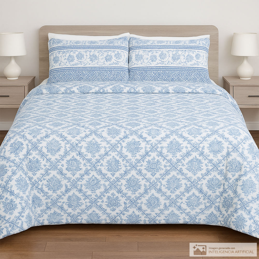 Cubrecama de poliéster estampado floral