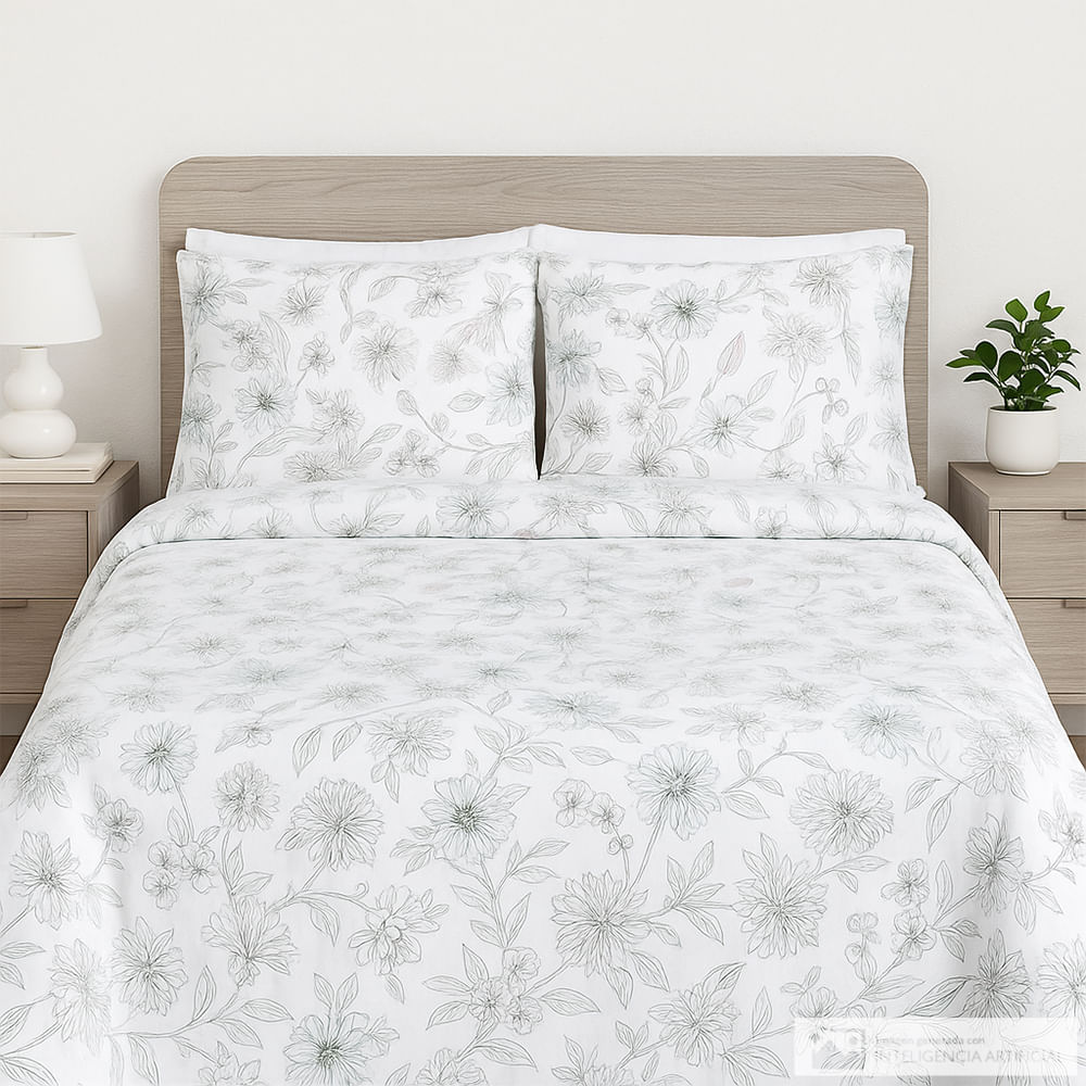 Cubrecama de poliéster estampado floral