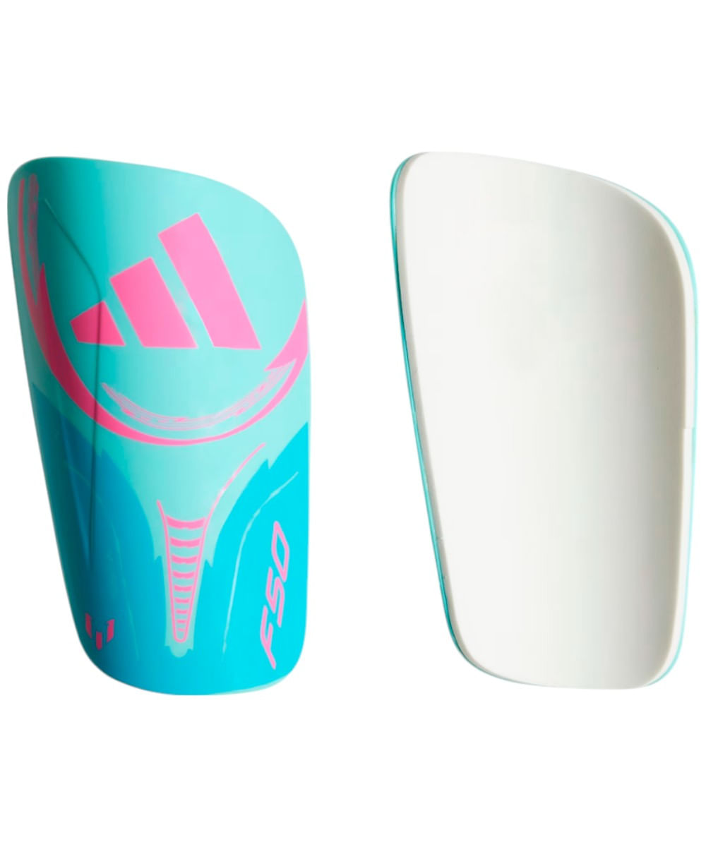 Espinilleras Adidas color aqua y rosado