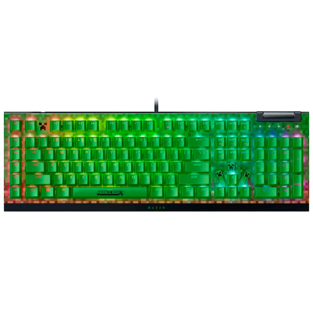 Teclado cableado mecánico gaming Razer Black Widow V4 X Minecraft